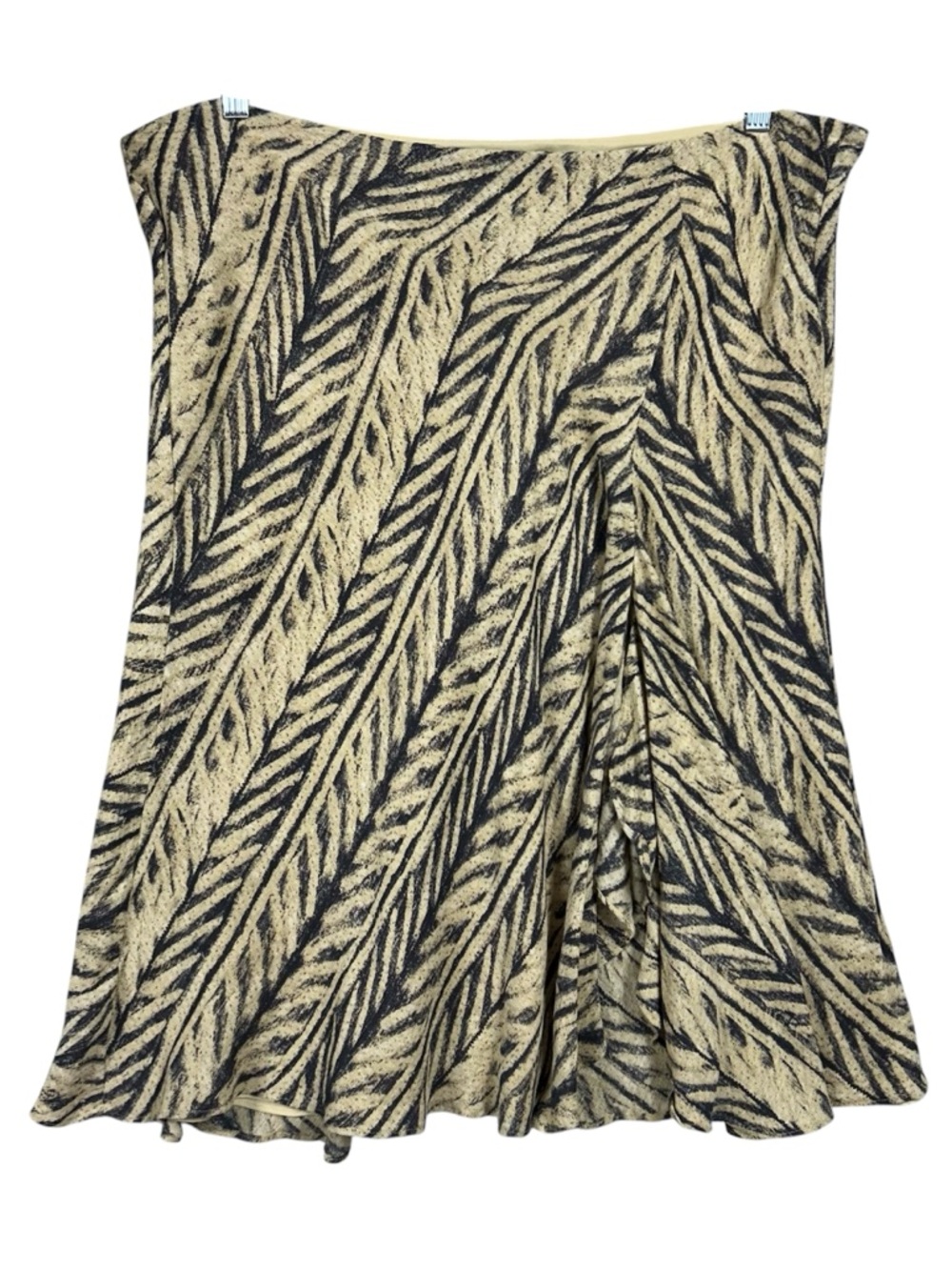 Lauren Ralph Lauren Tangiers Silk Linen Ruffle Slit Midi Skirt Sz L